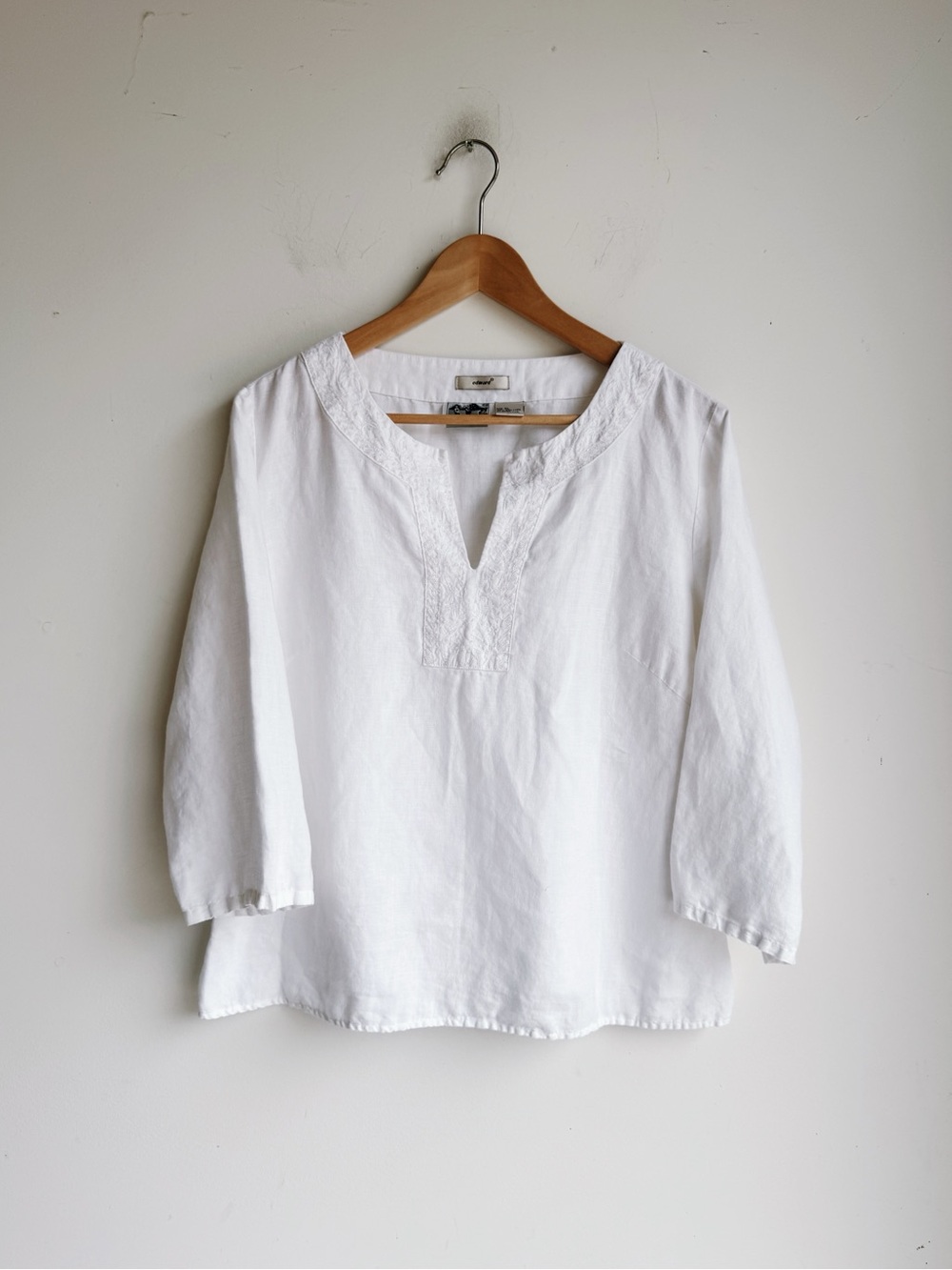 Edward Irish Linen White Embroidered Blouse XL - Picture 6 of 8